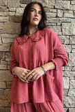 Annie Cushion Cotton Peter Pan Smock Blouse Rhubarb Rose